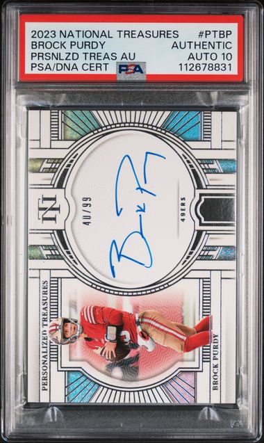 2023 National Treasures /99 Personalized Treasures Brock Purdy Auth Auto PSA 10 Pop 1! - 112678831