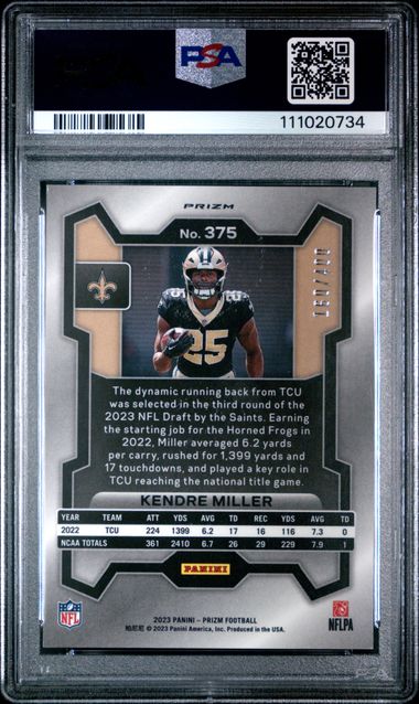 2023 Prizm Pandora /400 Kendre Miller #375 PSA 9 Pop 5! - 111020734
