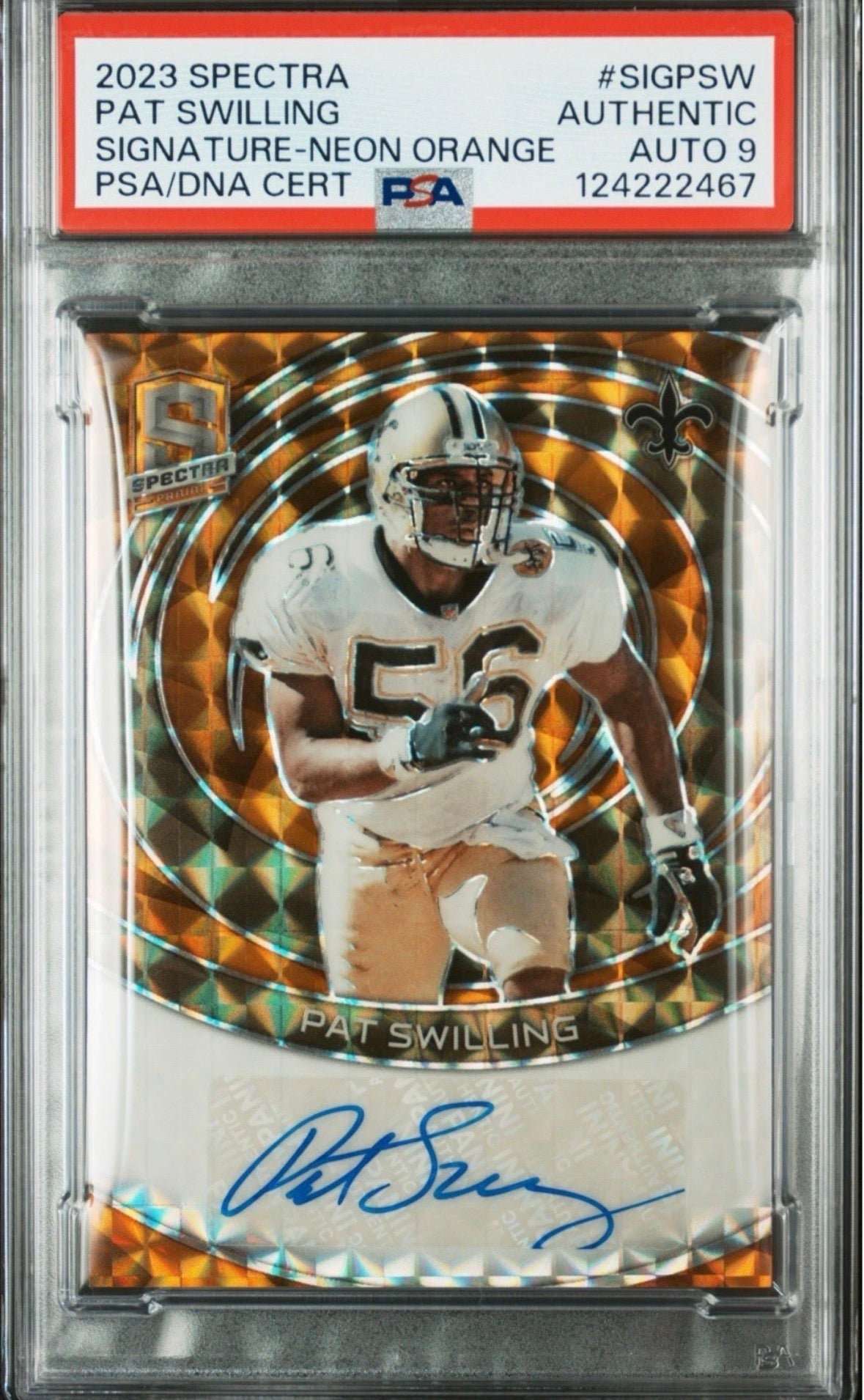 2023 Spectra Signature Neon Orange /10 Pat Swilling PSA Auth Auto 9 - 124222467