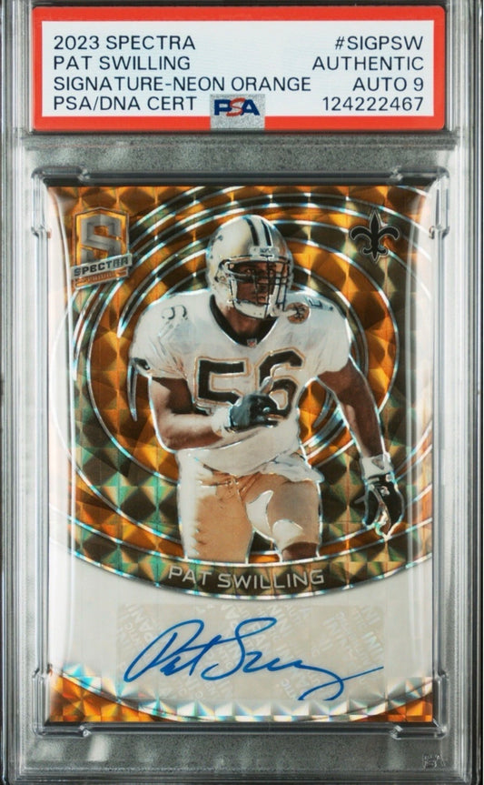 2023 Spectra Signature Neon Orange /10 Pat Swilling PSA Auth Auto 9 - 124222467