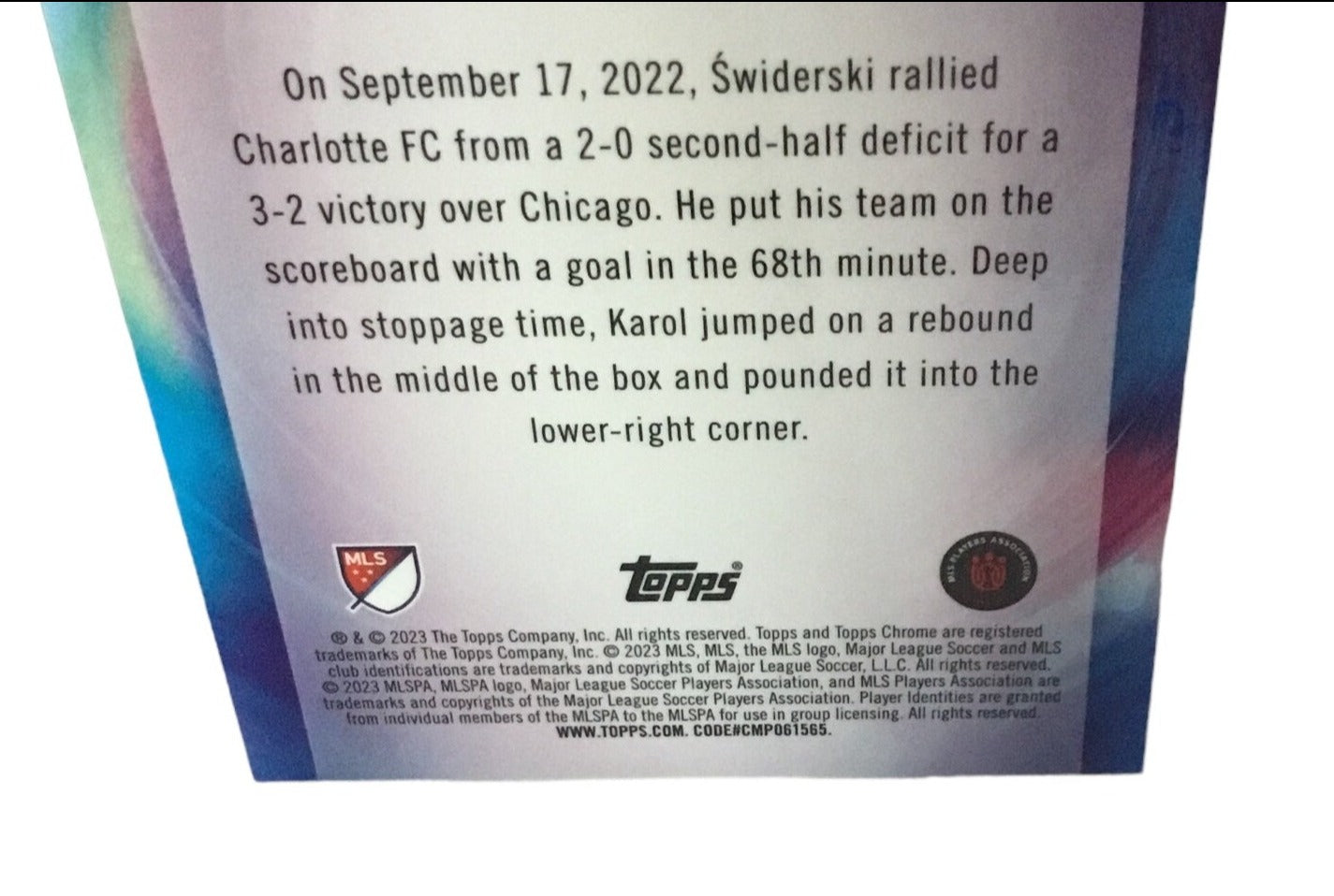 2023 Topps Chrome P-19 MLS KAROL SWIDERSKI SP Pearlers - Charlotte FC Case Hit /25