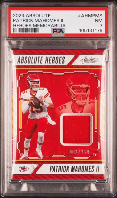 2024 Absolute Heroes Memorabilia /250 Pat Mahomes PSA 7 POP 3 Rare! - 105131179