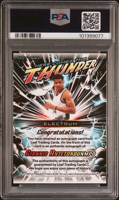 2024 Leaf Electrum Thunder Giannis Antetokounmpo Auto /15 Auth PSA 10 - 101399077