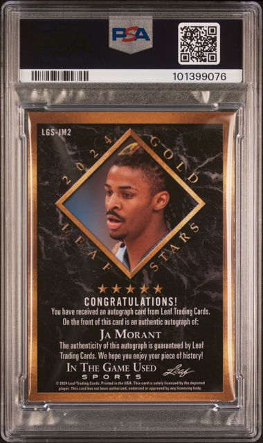 2024 Leaf In The Game Used /25 Ja Morant Gold Stars Rainbow Auto PSA 10 - 101399076