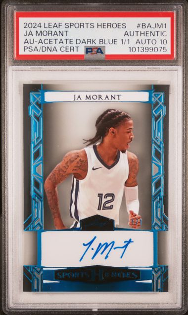 2024 Leaf Sports Heroes 1/1 Dark Blue Acetate Ja Morant Auth Auto PSA 10 - 101399075
