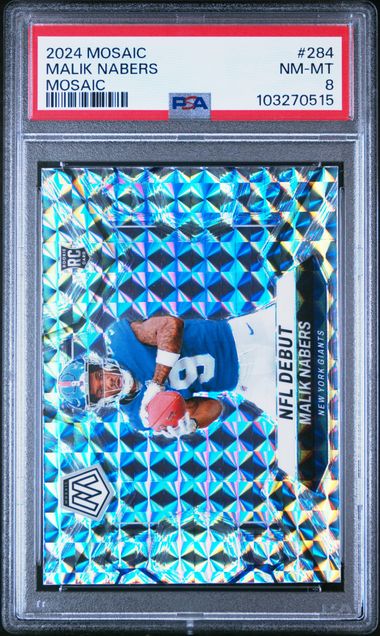 2024 Mosaic Malik Nabers Mosaic Parallel Rookie RC #284 PSA 8 - 103270515