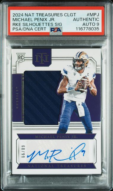 2024 National Treasures Collegiate /99 RC Michael Penix Auth Auto PSA 9 Pop 1! - 116778035