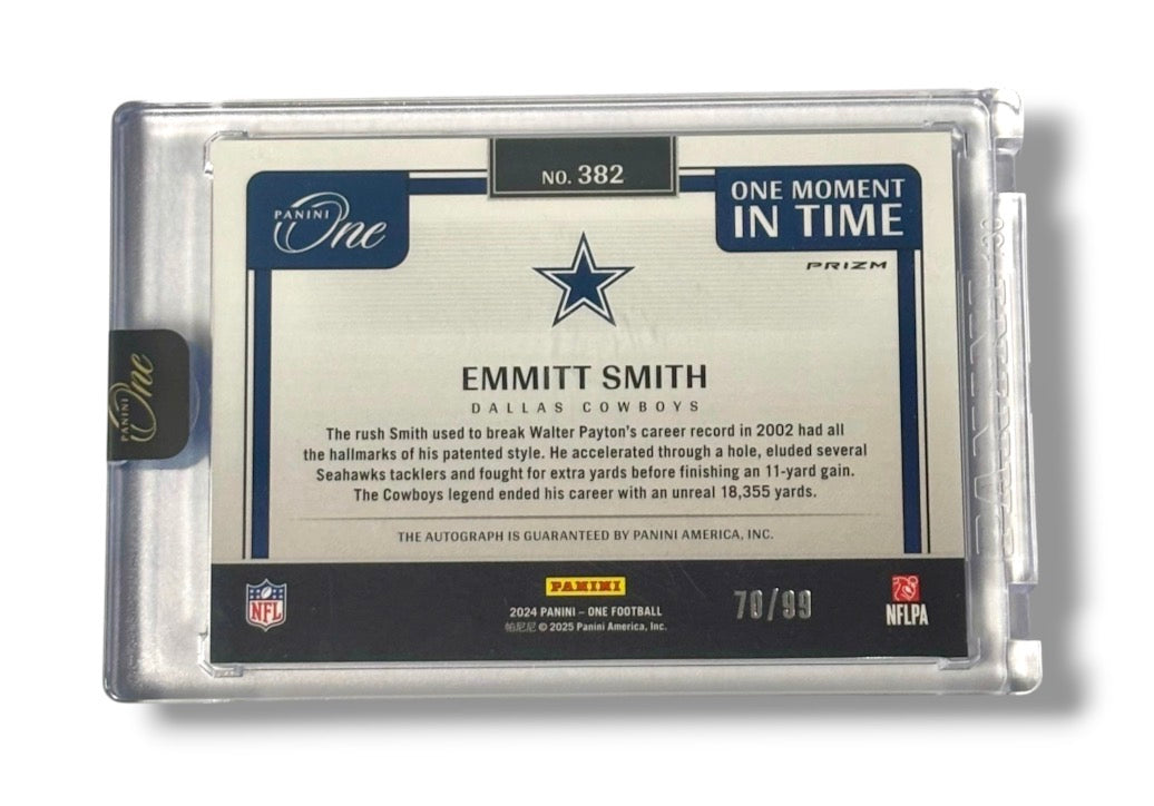2024 One Football One Moment In Time /99 Emmitt Smith HOF Cowboys Auto Rare Sealed