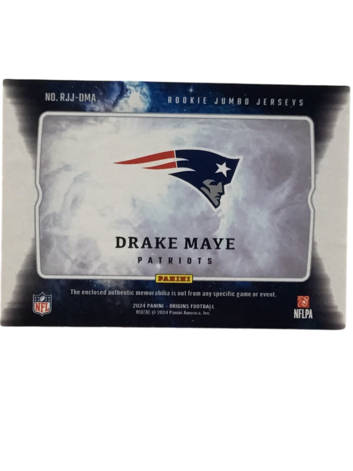 2024 Panini Origins Drake Maye Rookie Jumbo Jersey #RJJ-DMA