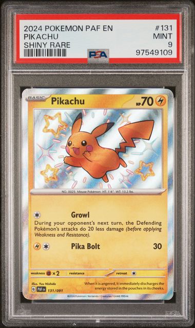 2024 Pokemon PAF EN Pikachu Shiny Rare #131 PSA 9 - 97549109