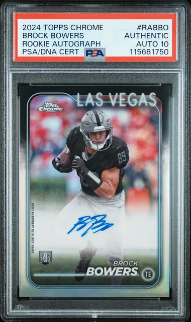 2024 Topps Chrome Rookie RC Brock Bowers Auth Auto PSA 10 Pop 1! - 115681750