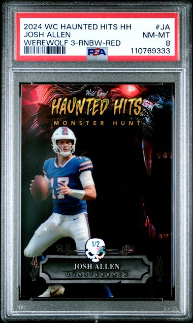 2024 Wild Card Haunted Hits Werewolf Rainbow Red Josh Allen 1/2 PSA 8 Pop 1! - 110769333