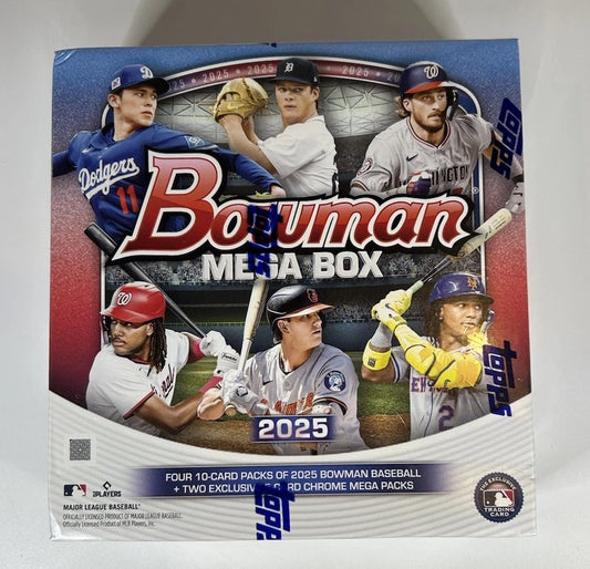 2025 Bowman Baseball Mega Box - 2 Exclusive 5-card Chrome Mega Packs per Box
