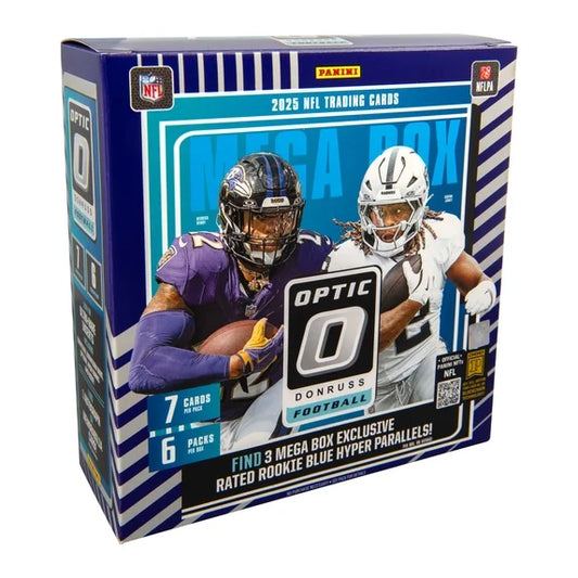 2025 Donruss Optic Football Mega Box - 3 Hyper Blue Parallels Per Box!