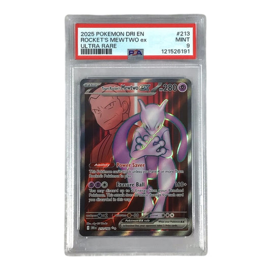 2025 Pokemon DRI EN Rocket's Mewtwo ex Ultra Rare #213 - PSA 9
