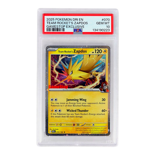 2025 Team Rocket's Zapdos #070 PSA 10