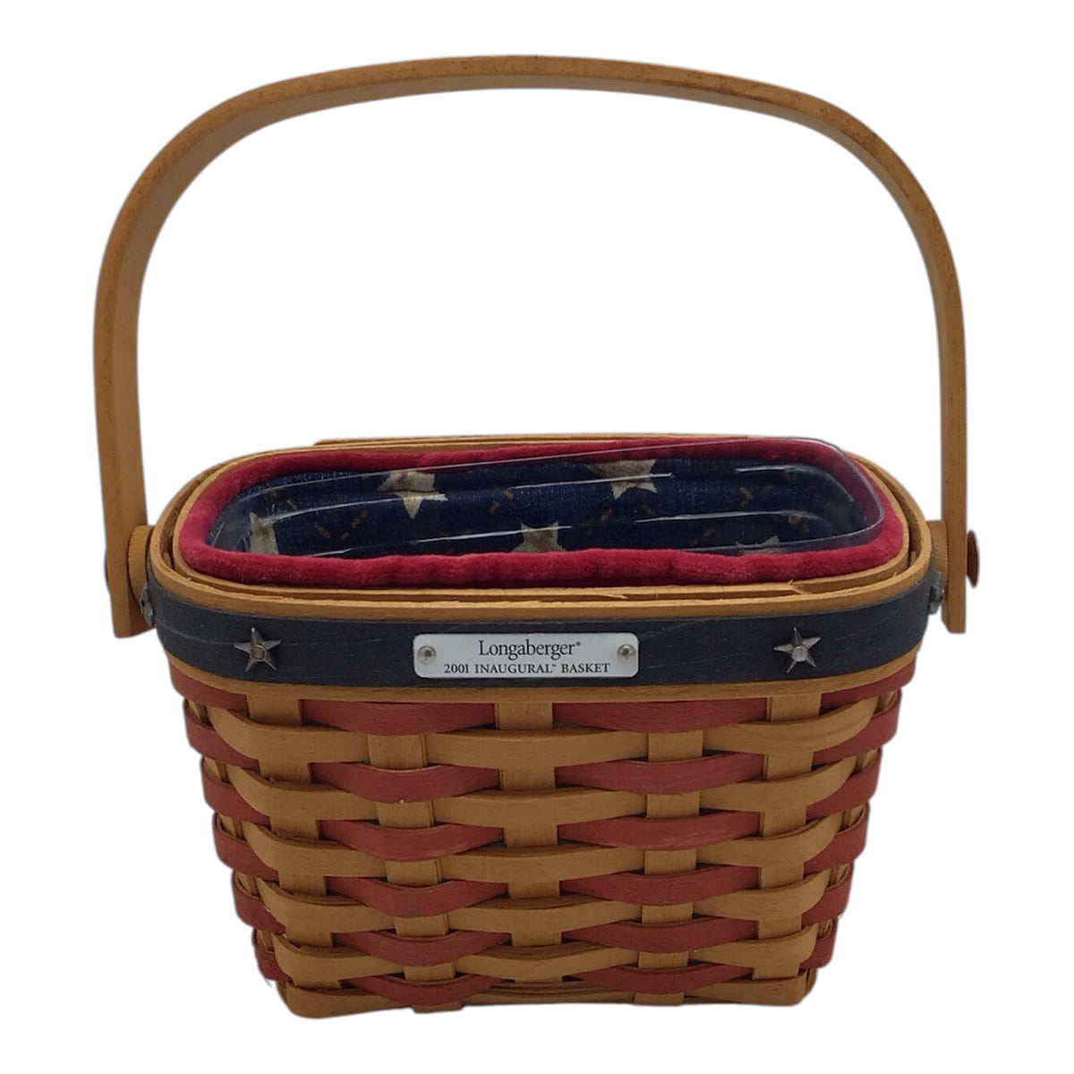 Longaberger 2001 Inaugural Basket w/ Liner & Plastic Protector