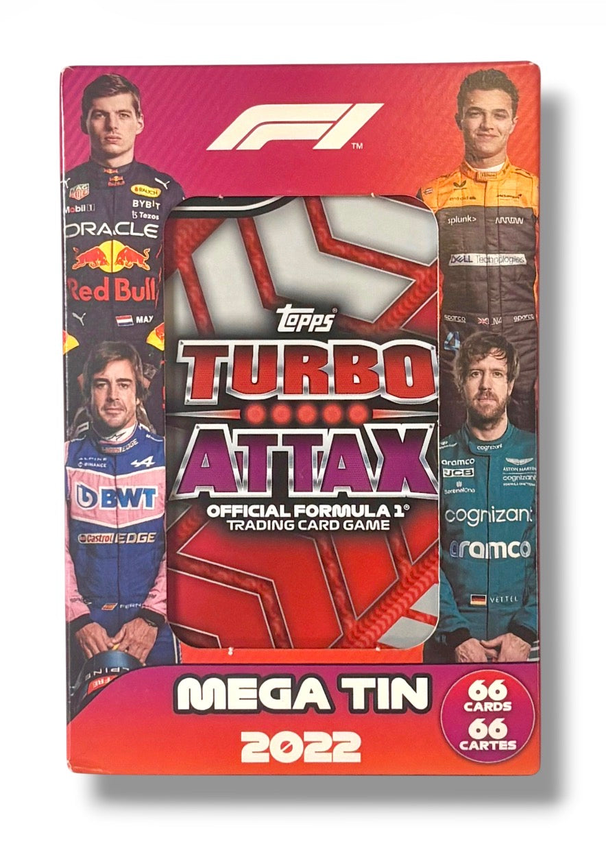 2022 Topps Turbo Attax Formula One F1 Racing Factory Sealed Mega Tin - 66 Cards