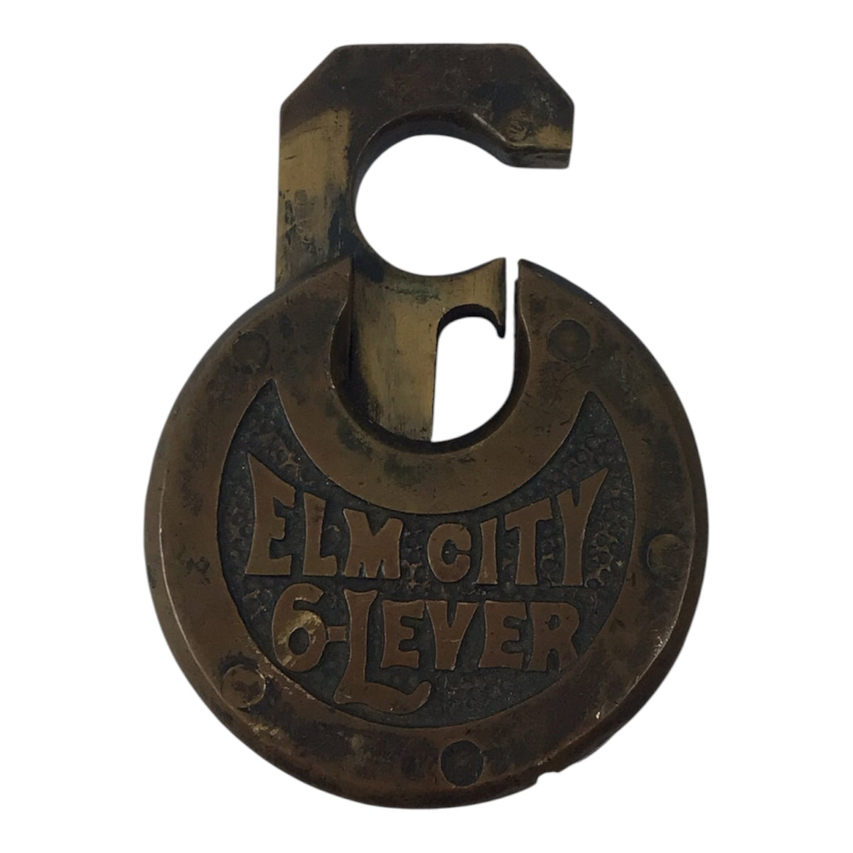 Antique Elm City 6-Lever Pancake Padlock w/ Key