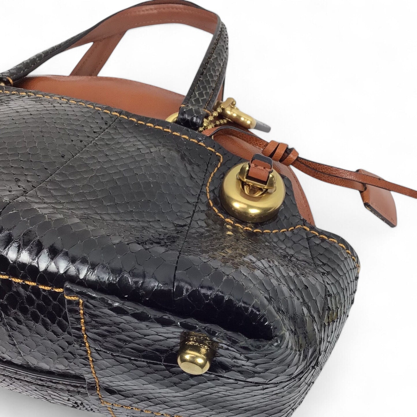 Coach Outlaw Snakeskin Shoulder Bag – Brown Leather & Black Snakeskin