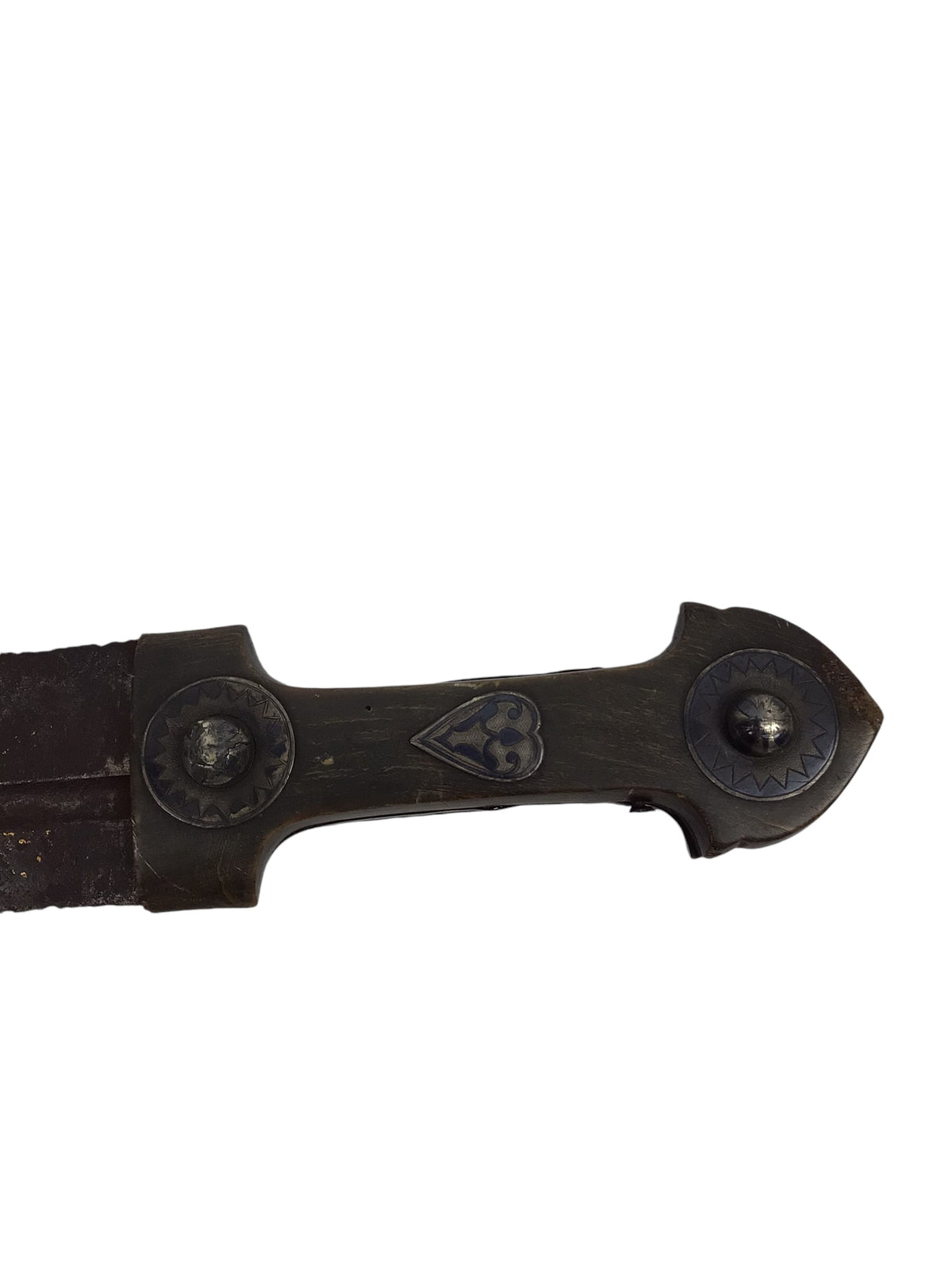 Turkish Kama Dagger beautiful Niello Silver Blade Inlays Bone Hilt est. 18th Century