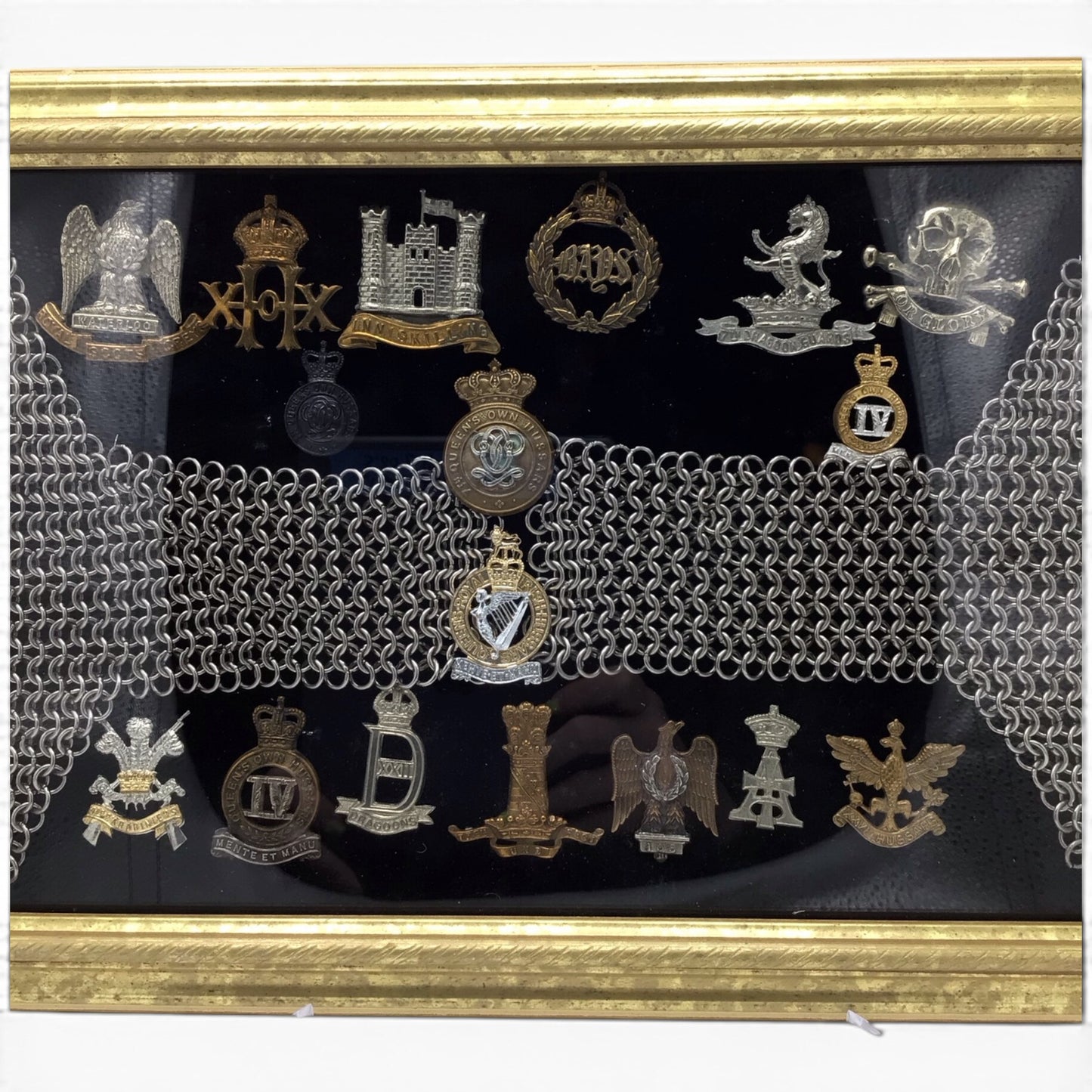 Framed British Regimental Badge Display