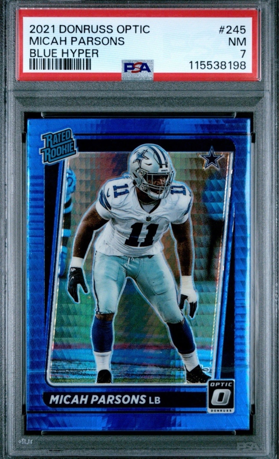 2021 Donruss Optic Blue Hyper Rookie RC Micah Parsons Pop 4 PSA 7 - 115538198