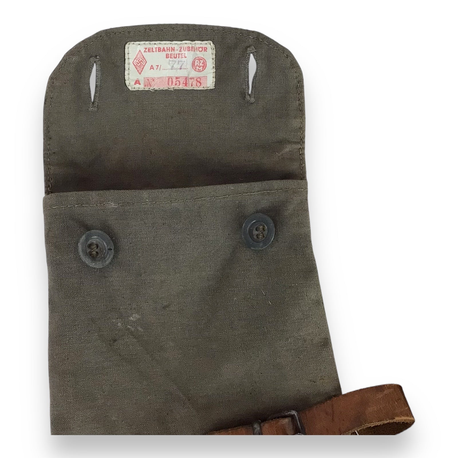 German WW2 Hitler Youth Zeltbahn Tent Stake Set with RZM Canvas Case & Rope