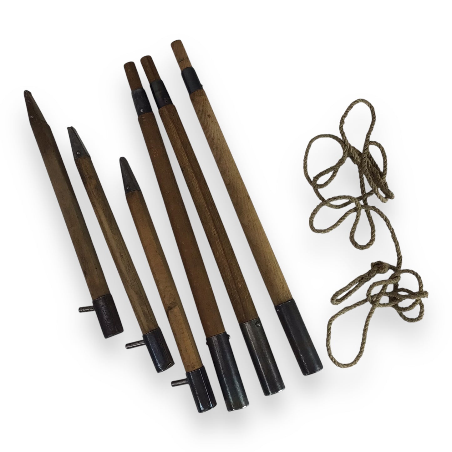 German WW2 Hitler Youth Zeltbahn Tent Stake Set with RZM Canvas Case & Rope