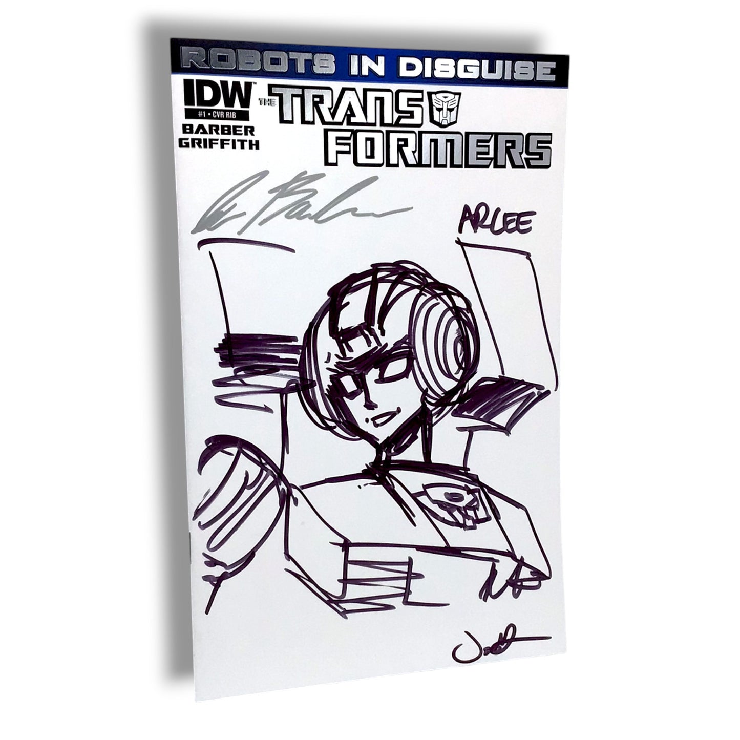 IDW Transformers: Robots in Disguise #1 (2012) – Original Arcee Sketch by Andrew Griffith – Signed by John Barber – Mint