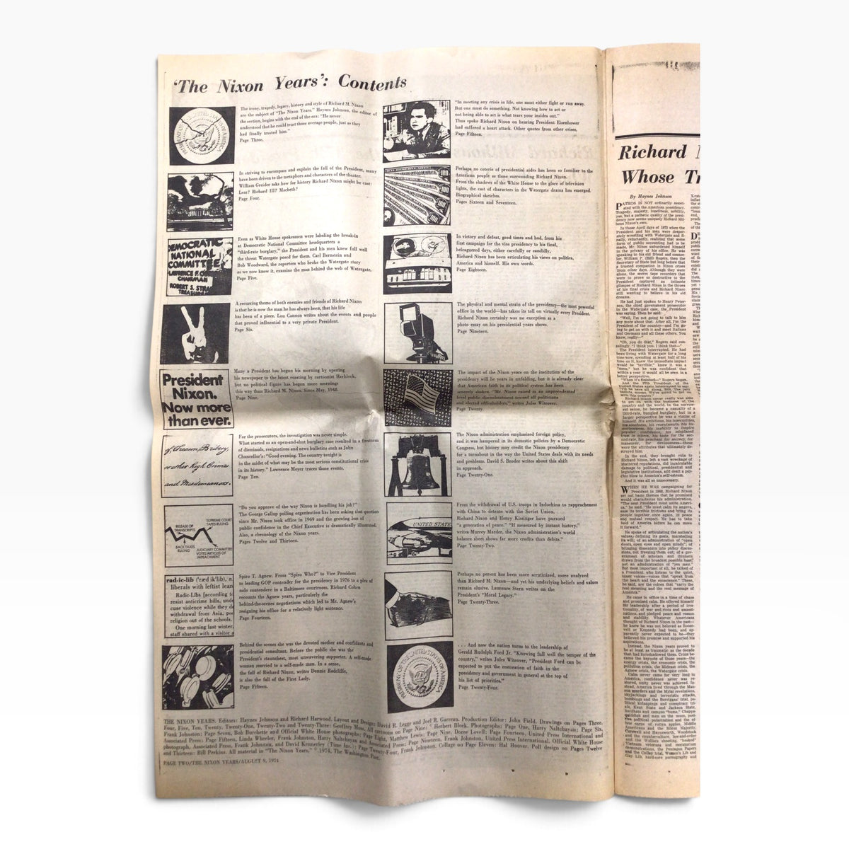 Washington Post August 9, 1974 – Nixon Resigns – Ford Takes Over Presidency – Complete Edition with Supplement