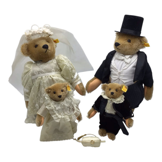 German Steiff Mohair Teddy Bears Wedding Party Set of 4