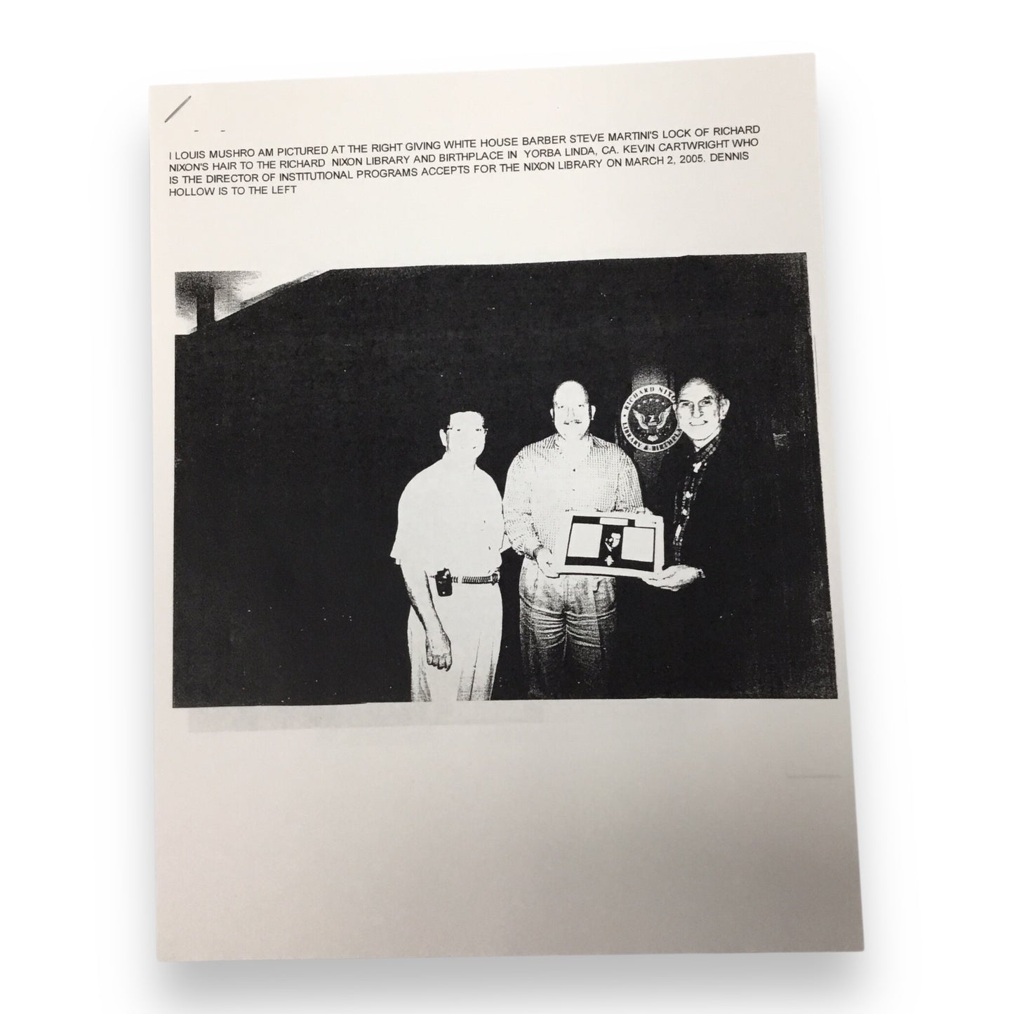 Richard Nixon Hair Clipping with COA