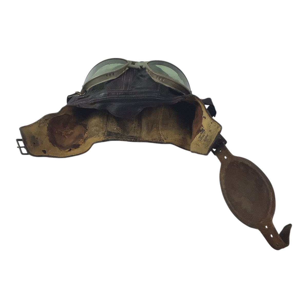 WWII Era Type A-11 Flight Helmet w/ Aviator Goggles