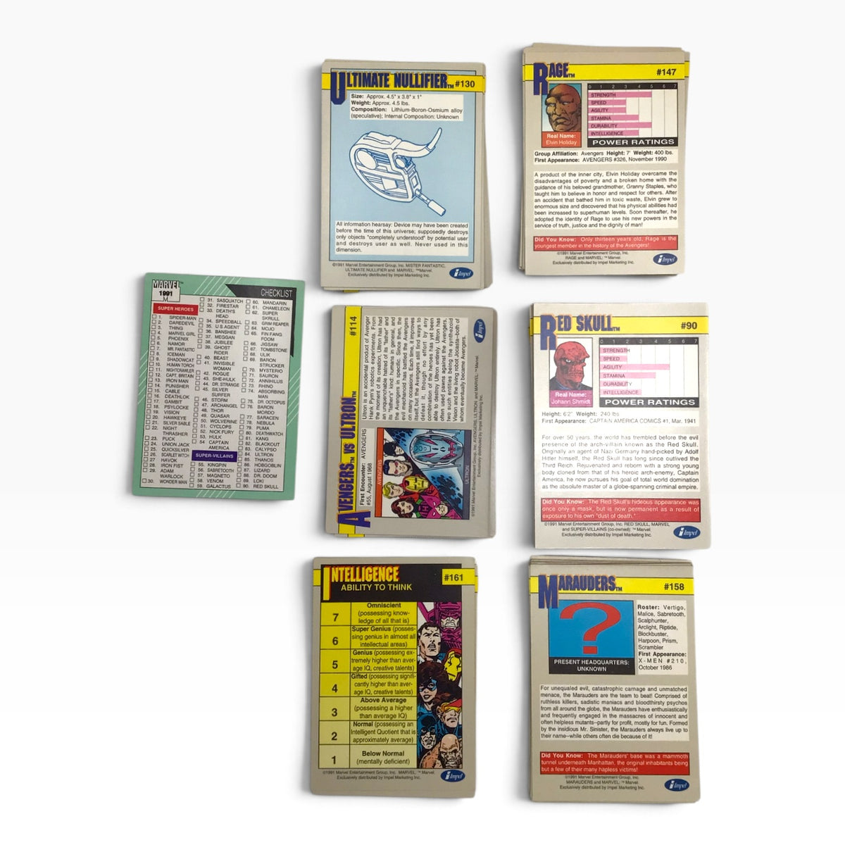 1991 Marvel Universe Series II Complete Trading Card Set – 162 Cards – Impel