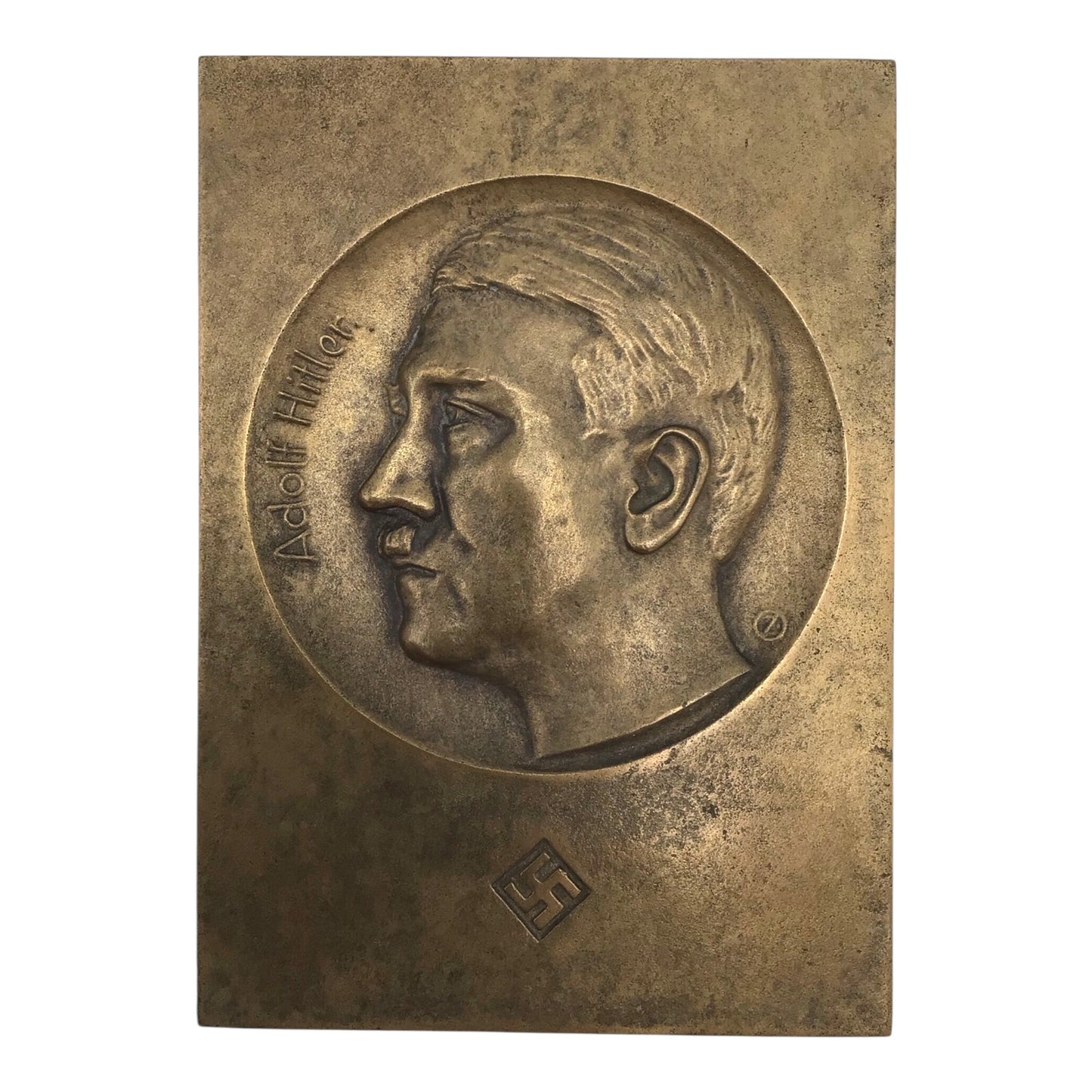 German Adolf Hitler Bronze Presentation Display Plaque Early War Example - WW2