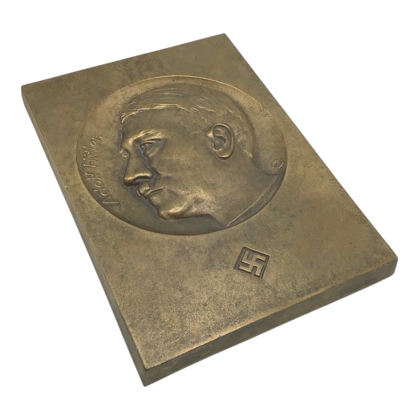 German Adolf Hitler Bronze Presentation Display Plaque Early War Example - WW2