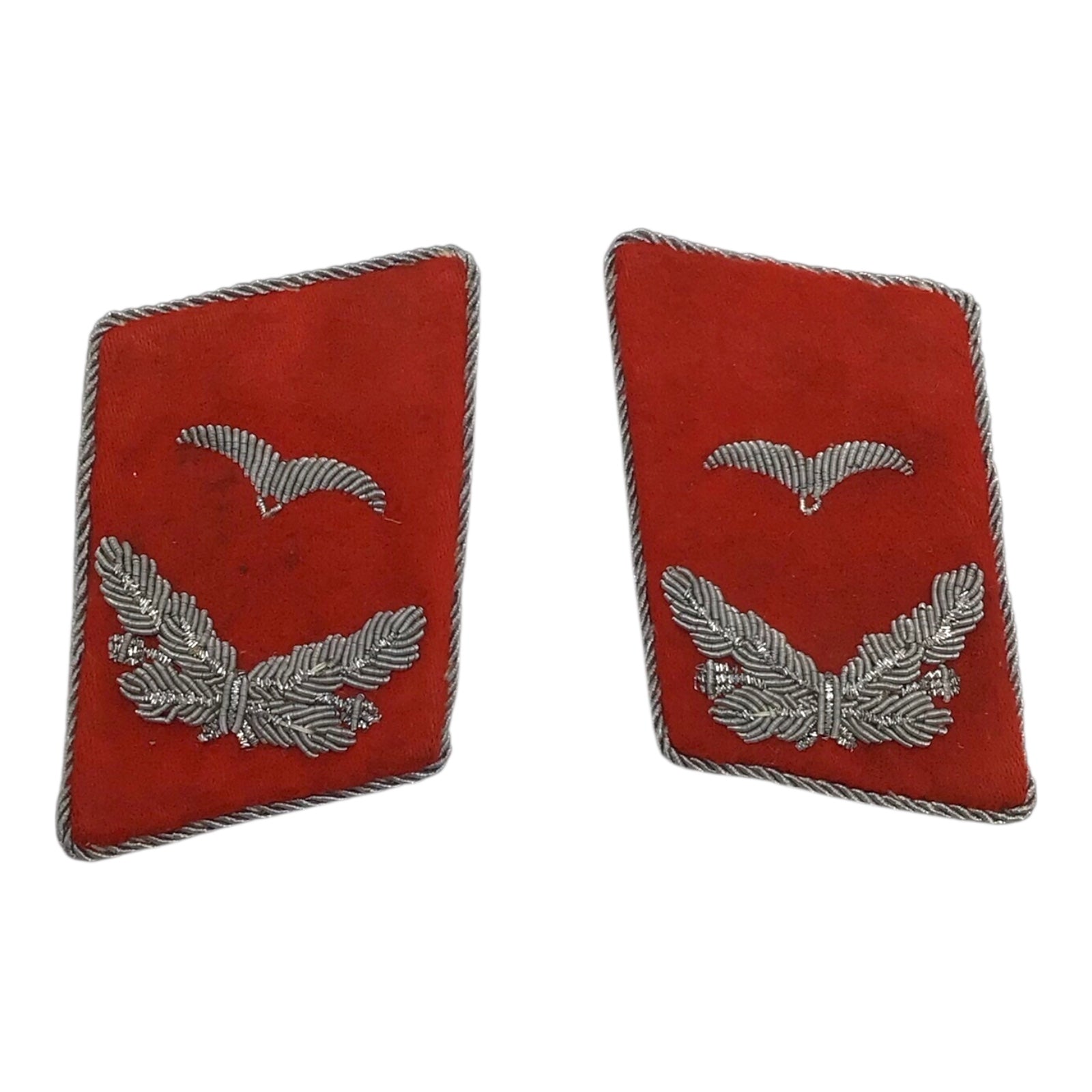 German WW2 Luftwaffe Flak Oberleutnant Collar Tabs – Red Artillery Branch