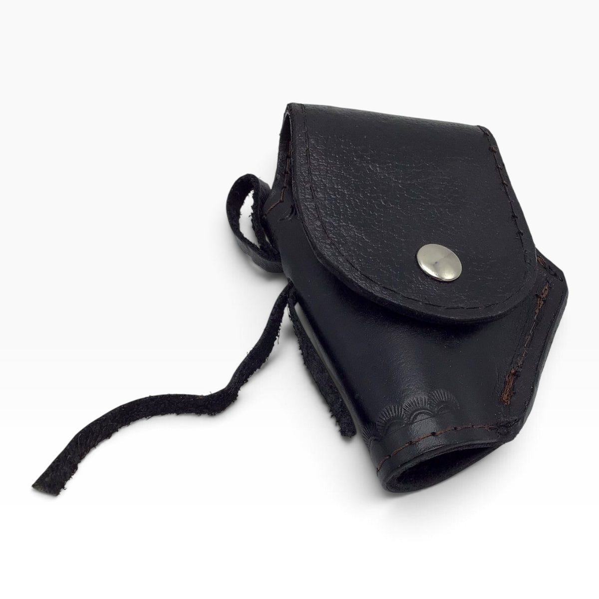 Black Leather Western Style Belt Holster with Leather Hammer Thong