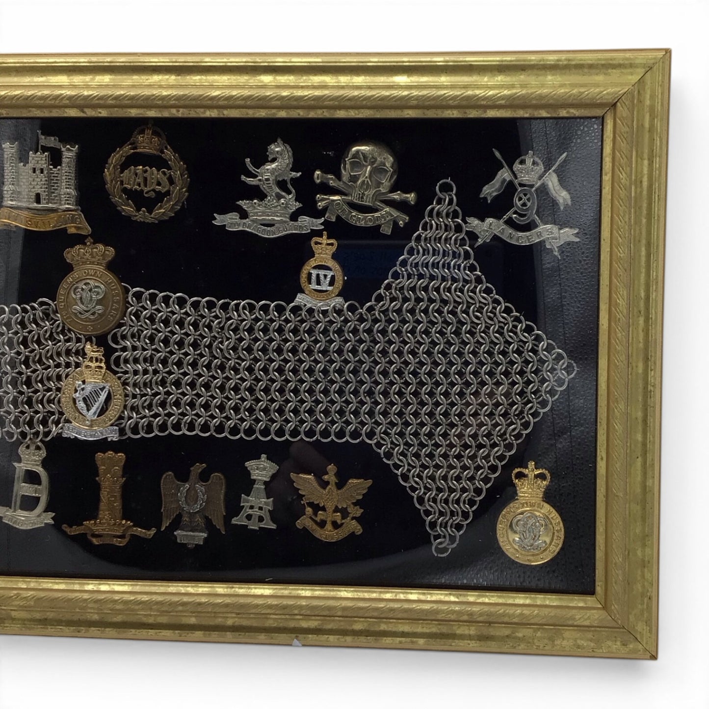 Framed British Regimental Badge Display