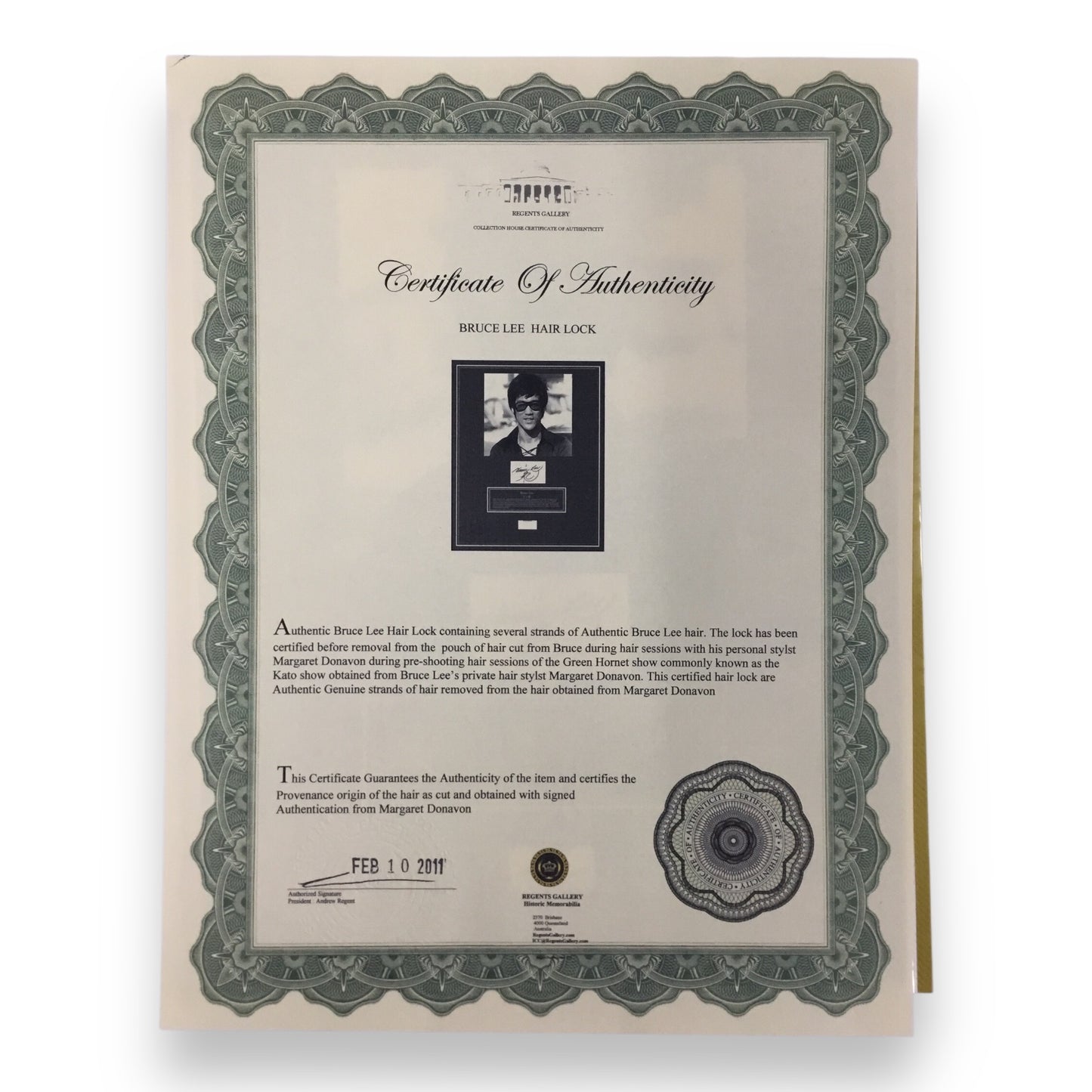 Bruce Lee Display Hair Lock with COA