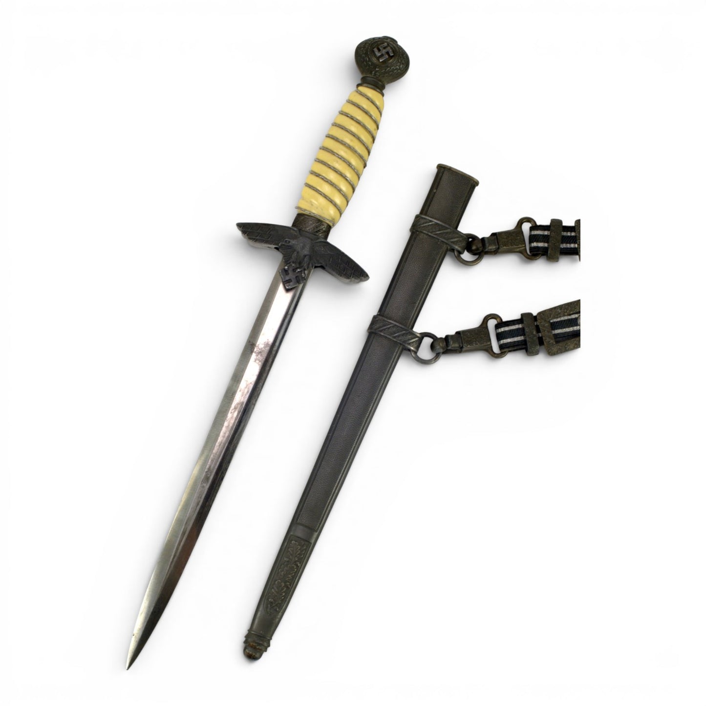 German WW2 2nd Model Luftwaffe Officer Dagger with Hangers, Near Mint
