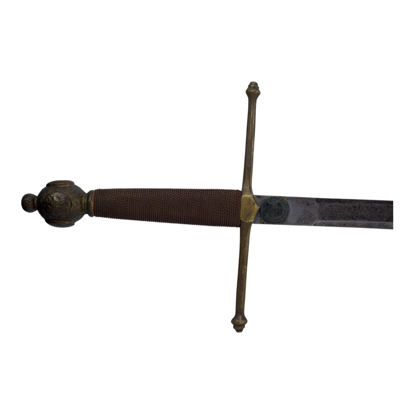 Large Longsword with Unique Maker Mark & Fascinating Embedded Ancient-Style Coin