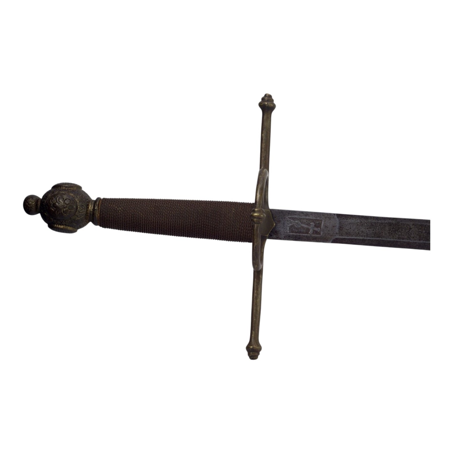 Large Longsword with Unique Maker Mark & Fascinating Embedded Ancient-Style Coin