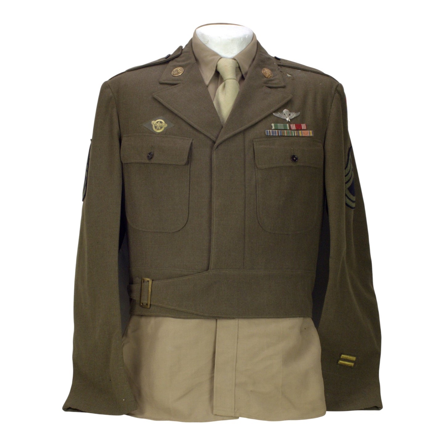 U.S. WWII Army Technical Sergeant Paratrooper Ike Jacket with Wings, Ribbons & Insignia