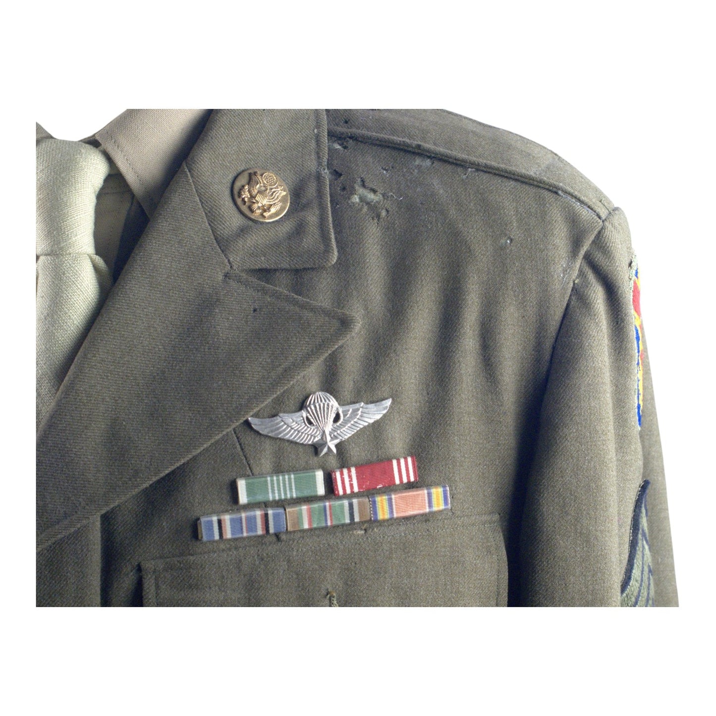 U.S. WWII Army Technical Sergeant Paratrooper Ike Jacket with Wings, Ribbons & Insignia