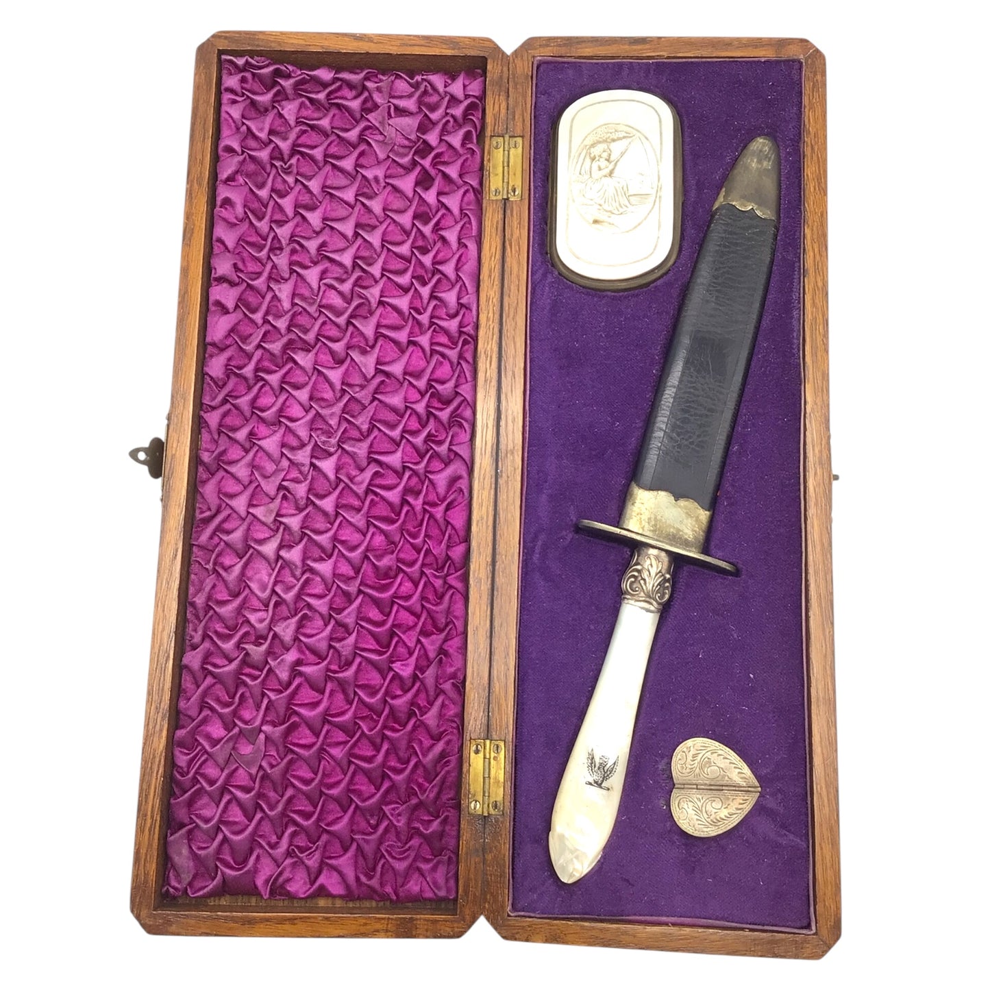 Antique Female Gambler Set with Tiffany 1 Broadway Bowie Dagger & Keepsake Boxes