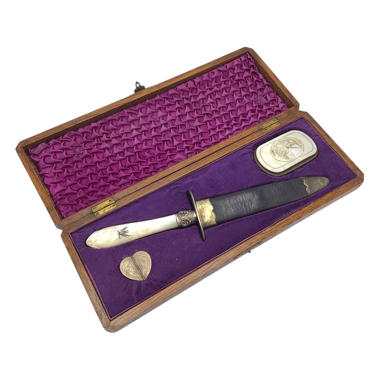 Antique Female Gambler Set with Tiffany 1 Broadway Bowie Dagger & Keepsake Boxes