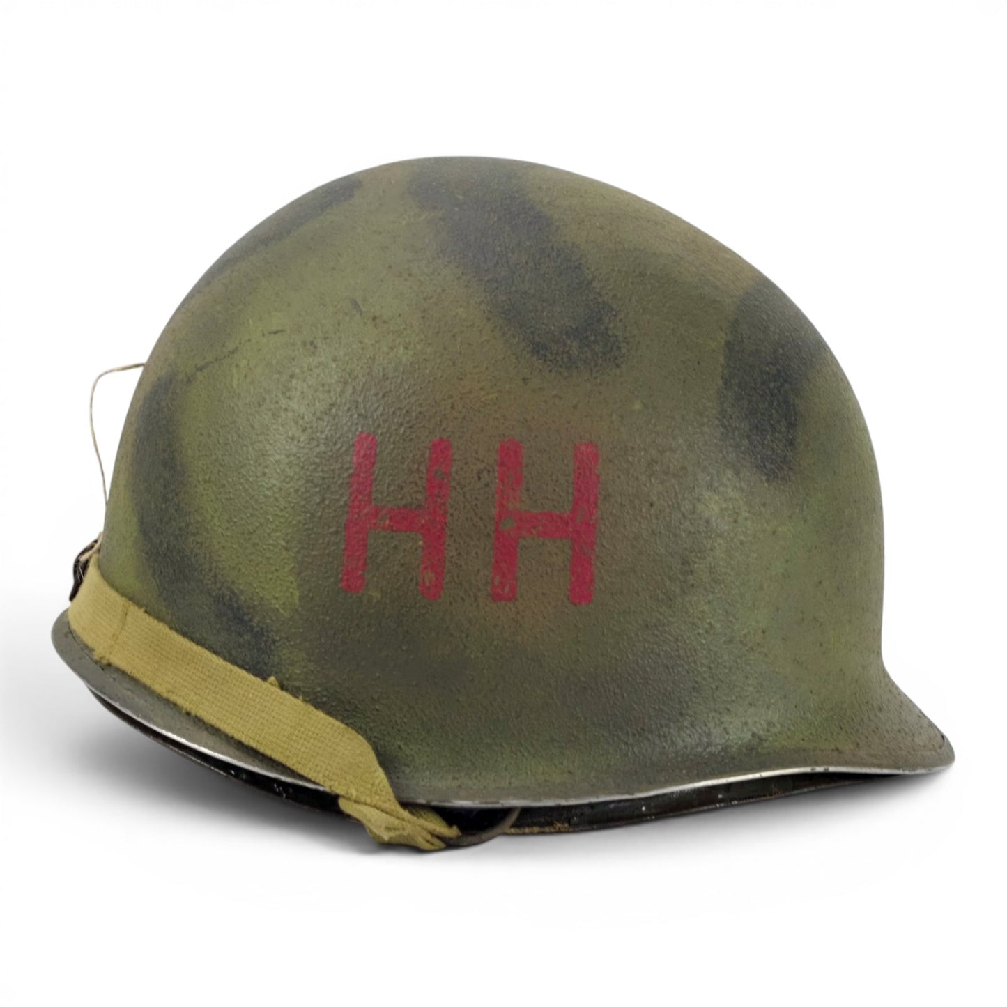 WWII U.S. 82nd Airborne Helmet, Red HH 1st Battalion 508th PIR Marking