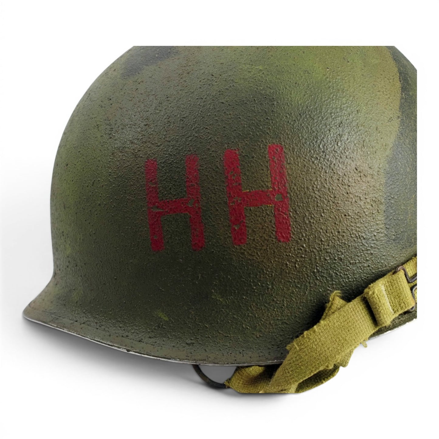 WWII U.S. 82nd Airborne Helmet, Red HH 1st Battalion 508th PIR Marking